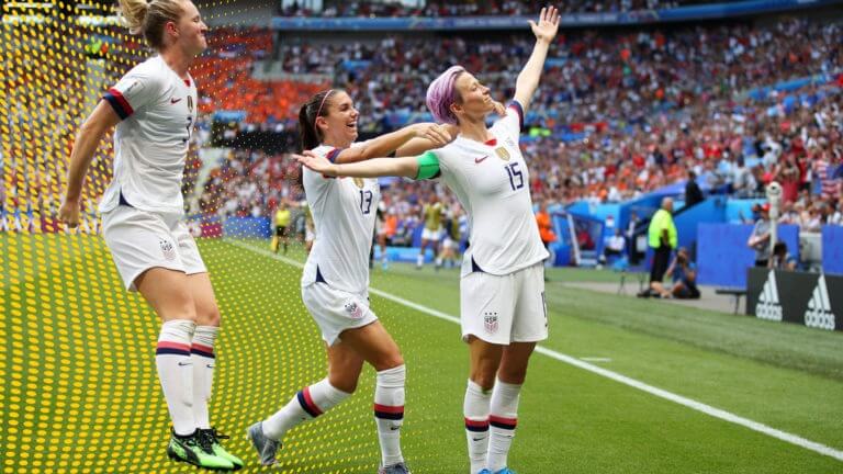 Three female football players