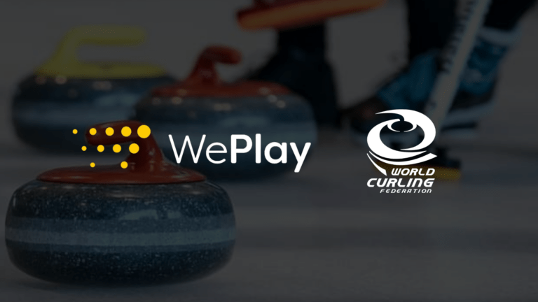 WePlay logo and the World Curling Federation logo lockup