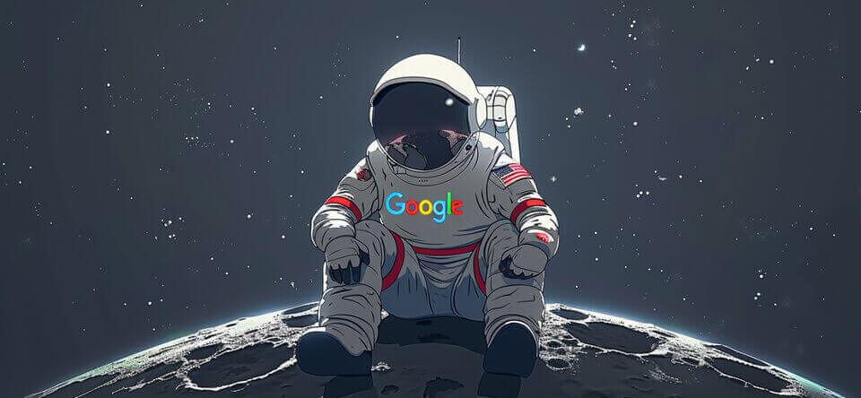 Google Astronaut sitting on the moon